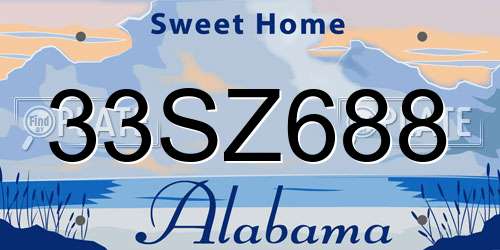 33SZ688 Alabama License Plate