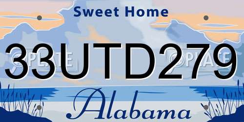 33UTD279 Alabama License Plate