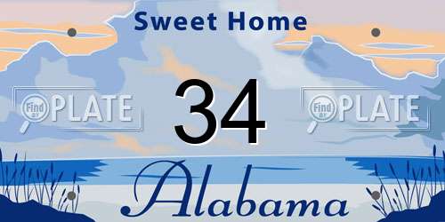 34 Alabama License Plate