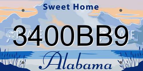 3400BB9 Alabama License Plate