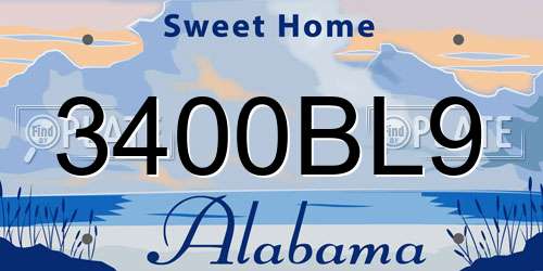 3400BL9 Alabama License Plate