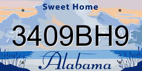 3409BH9 Alabama License Plate