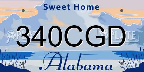 340CGD Alabama License Plate