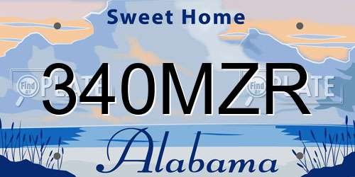 340MZR Alabama License Plate