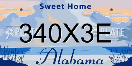 340X3E Alabama License Plate