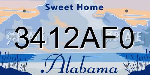 3412AF0 Alabama License Plate