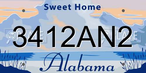 3412AN2 Alabama License Plate