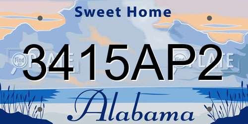 3415AP2 Alabama License Plate