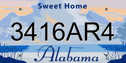 3416AR4 Alabama License Plate