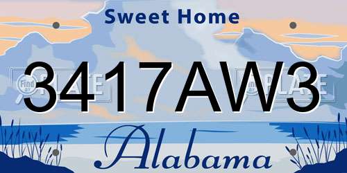 3417AW3 Alabama License Plate