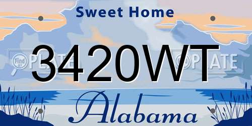 3420WT Alabama License Plate