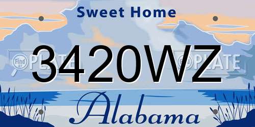 3420WZ Alabama License Plate