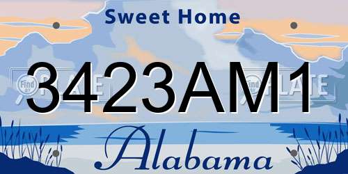 3423AM1 Alabama License Plate