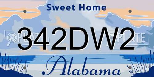 342DW2 Alabama License Plate