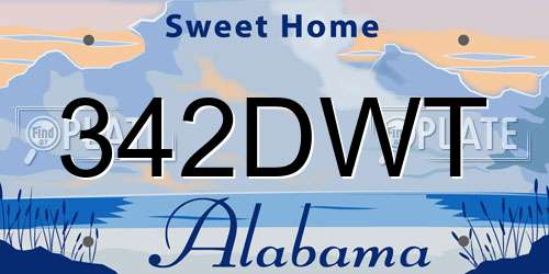 342DWT Alabama License Plate