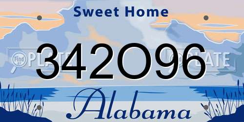 342O96 Alabama License Plate