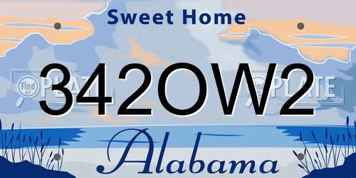 342OW2 Alabama License Plate