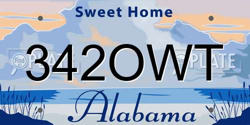 342OWT Alabama License Plate