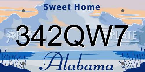 342QW7 Alabama License Plate