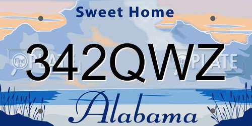 342QWZ Alabama License Plate