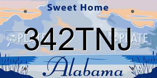342TNJ Alabama License Plate