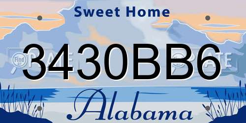 3430BB6 Alabama License Plate