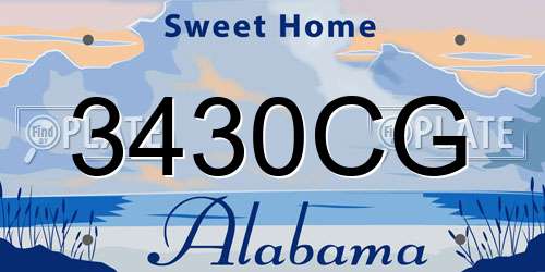 3430CG Alabama License Plate