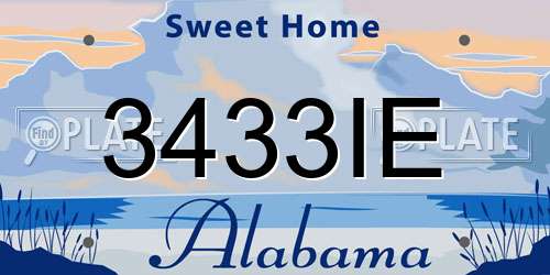 3433IE Alabama License Plate