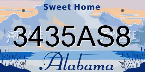 3435AS8 Alabama License Plate