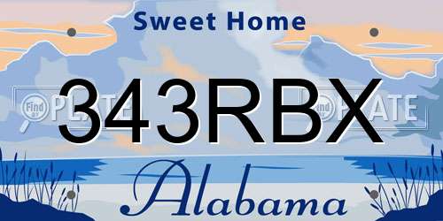 343RBX Alabama License Plate