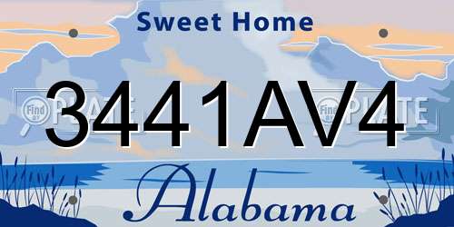 3441AV4 Alabama License Plate