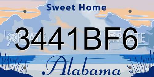 3441BF6 Alabama License Plate