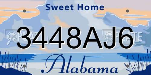 3448AJ6 Alabama License Plate