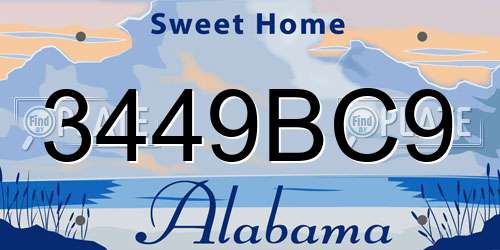 3449BC9 Alabama License Plate