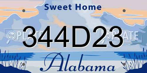 344D23 Alabama License Plate
