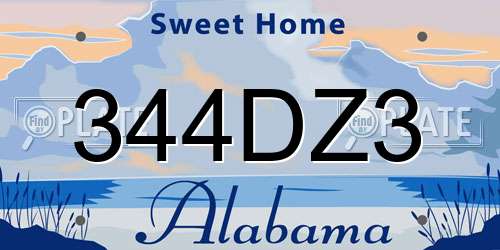 344DZ3 Alabama License Plate