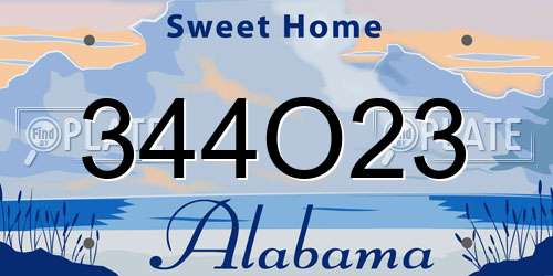 344O23 Alabama License Plate
