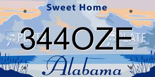 344OZE Alabama License Plate