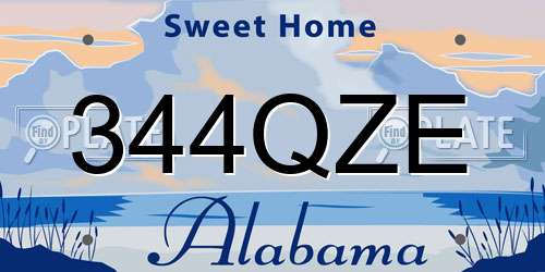 344QZE Alabama License Plate