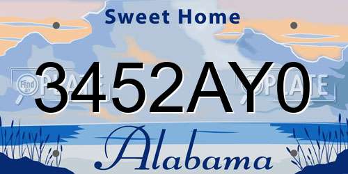 3452AY0 Alabama License Plate