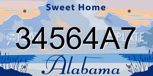 34564A7 Alabama License Plate