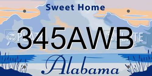 345AWB Alabama License Plate