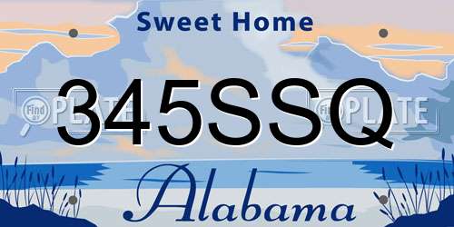 345SSQ Alabama License Plate
