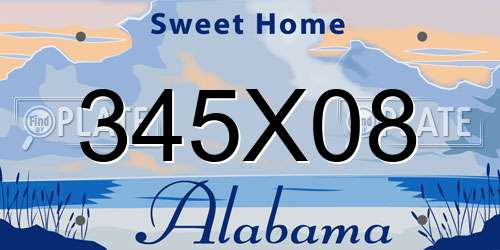 345X08 Alabama License Plate