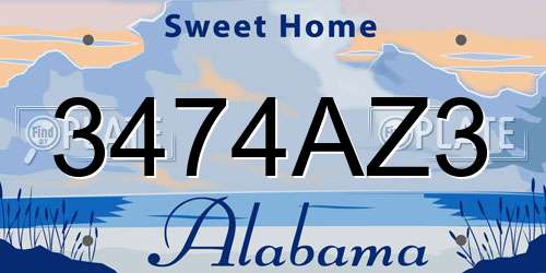 3474AZ3 Alabama License Plate