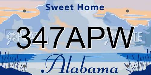 347APW Alabama License Plate