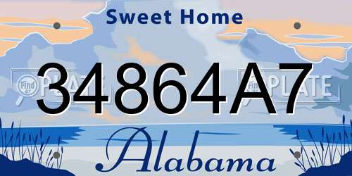 34864A7 Alabama License Plate