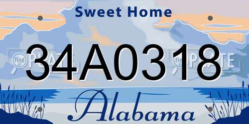 34A0318 Alabama License Plate
