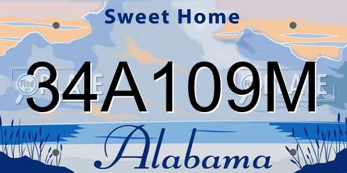 34A109M Alabama License Plate