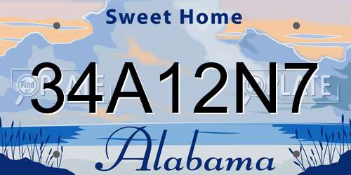 34A12N7 Alabama License Plate